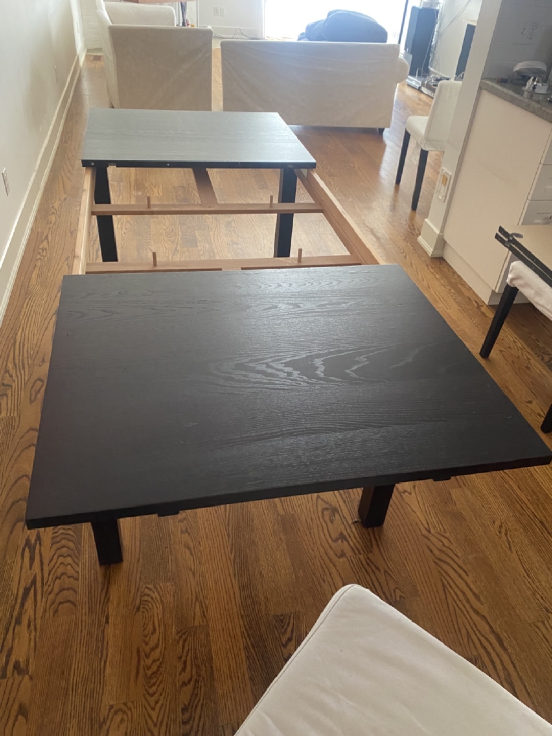 Black IKEA dinner table with chairs - photo 2