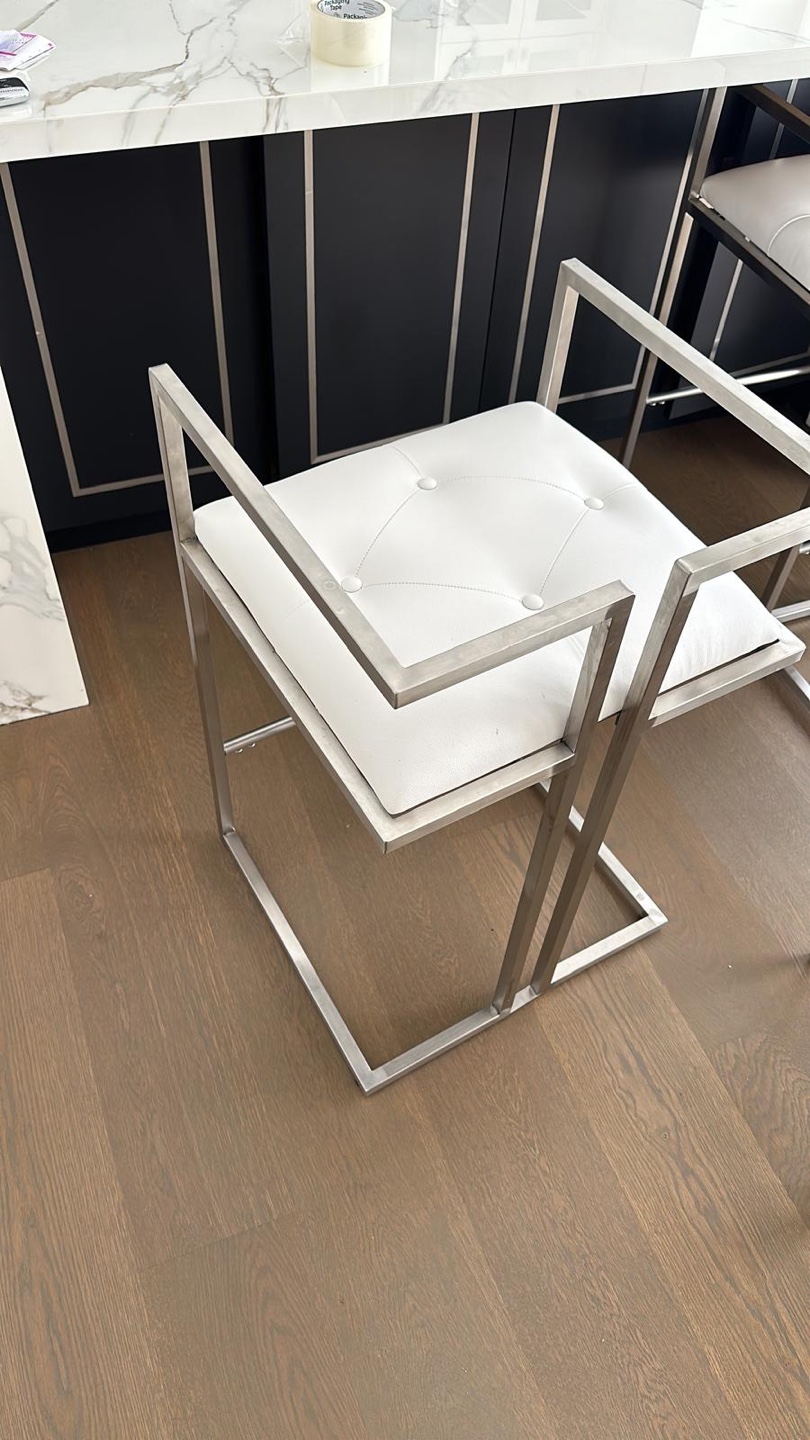 Modern White & Silver Bar Stool