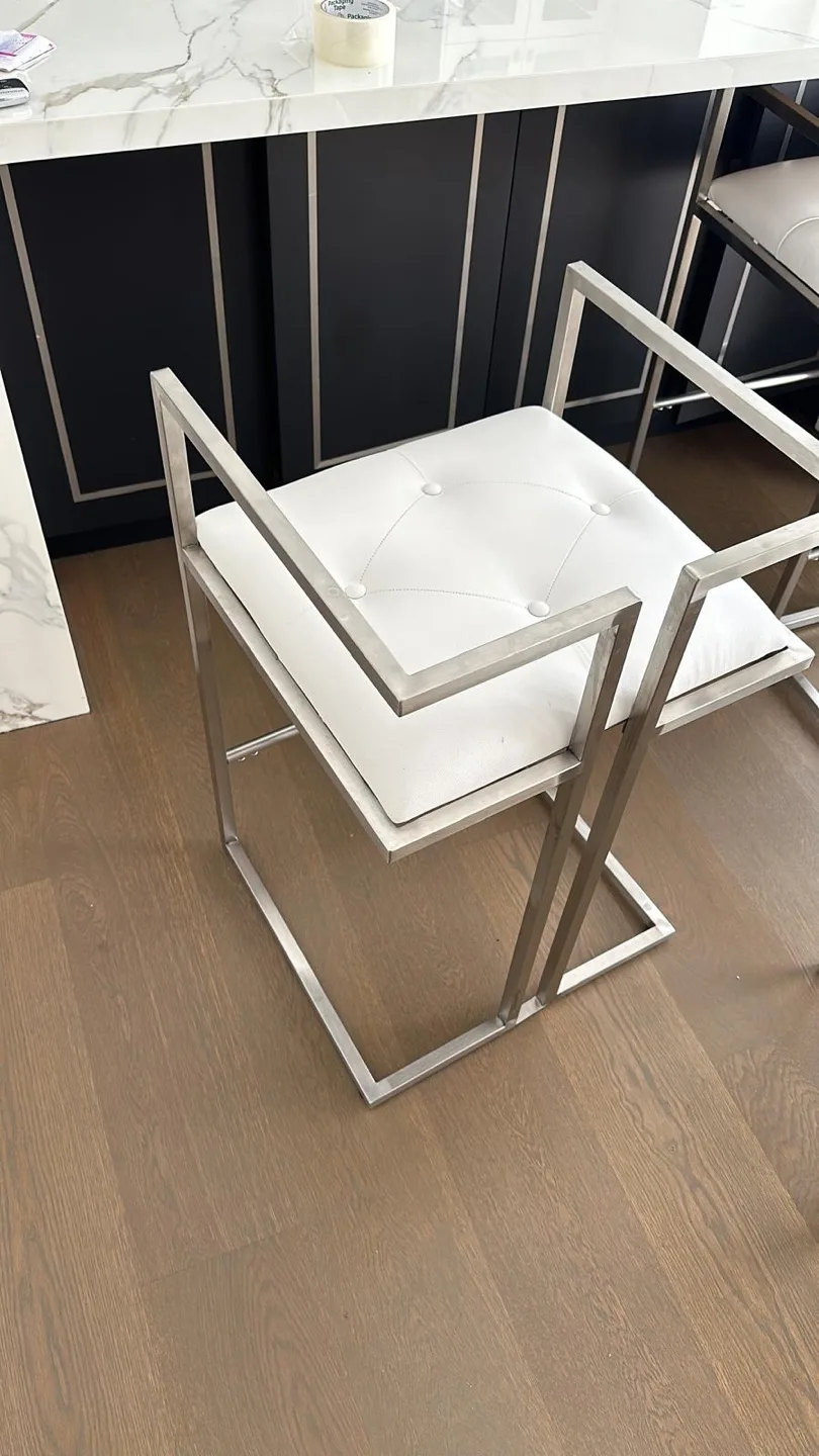 Modern White & Silver Bar Stool thumbnail