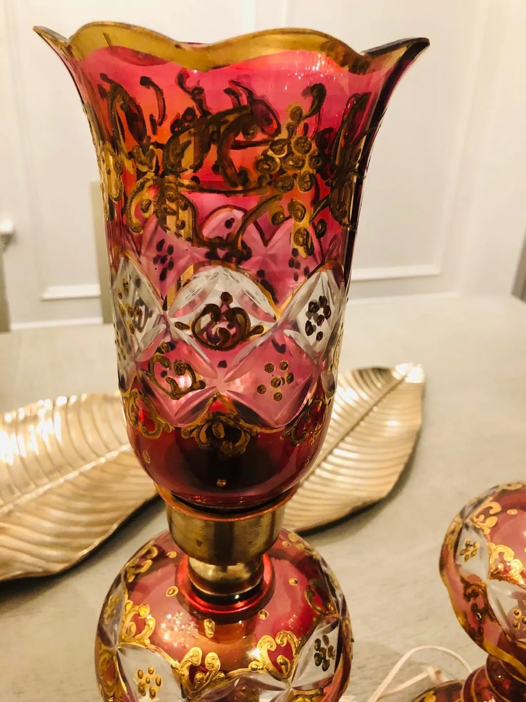 Red & Gold Decorative Table Lamps - Set of 2 thumbnail