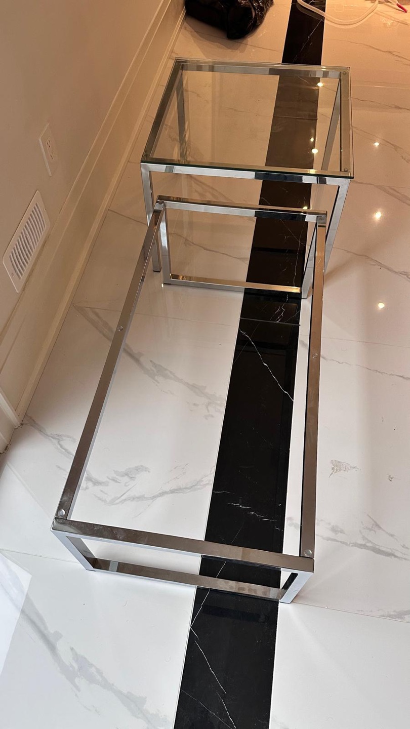 Nesting Coffee Tables - Glass Top, Chrome Frame - photo 2