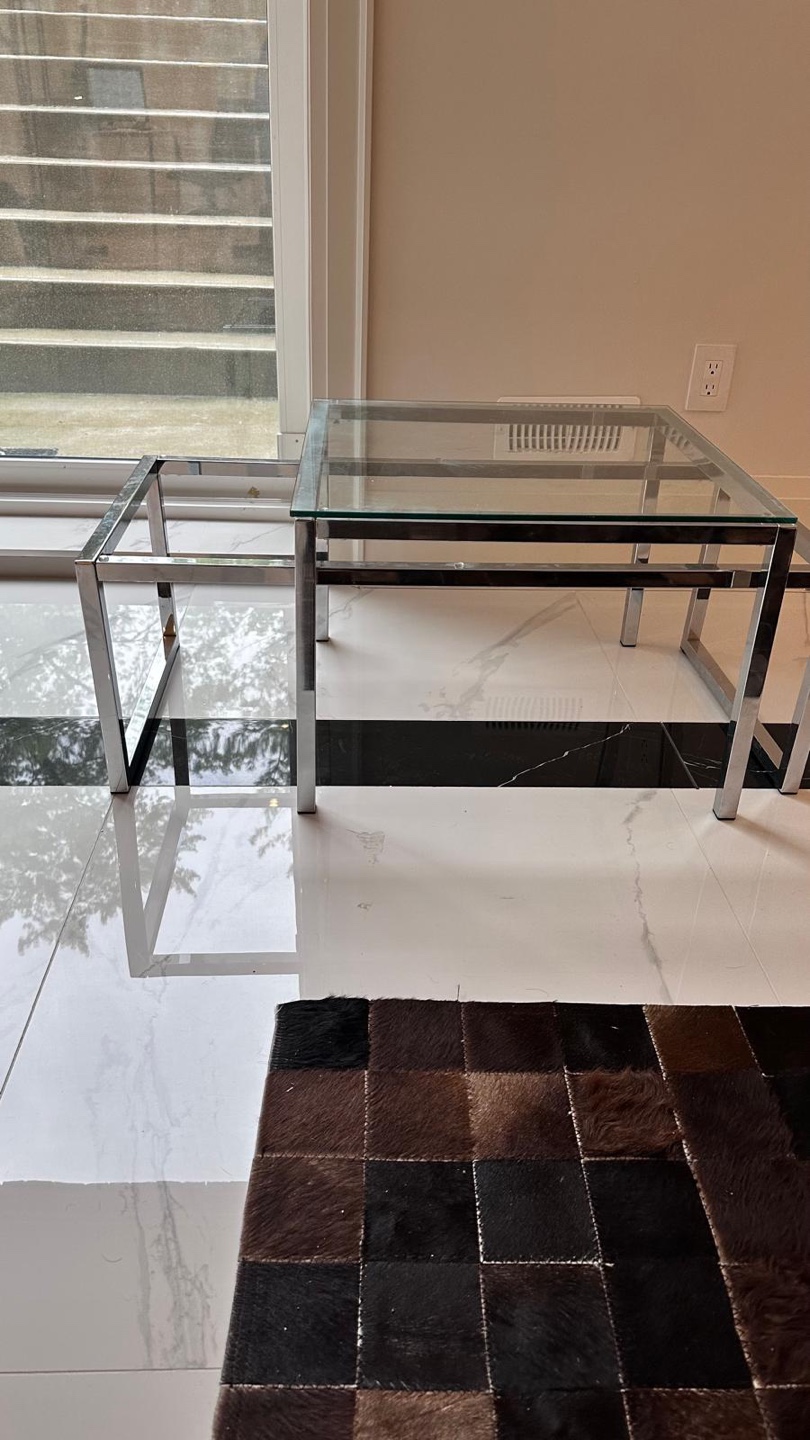 Nesting Coffee Tables - Glass Top, Chrome Frame - photo 3