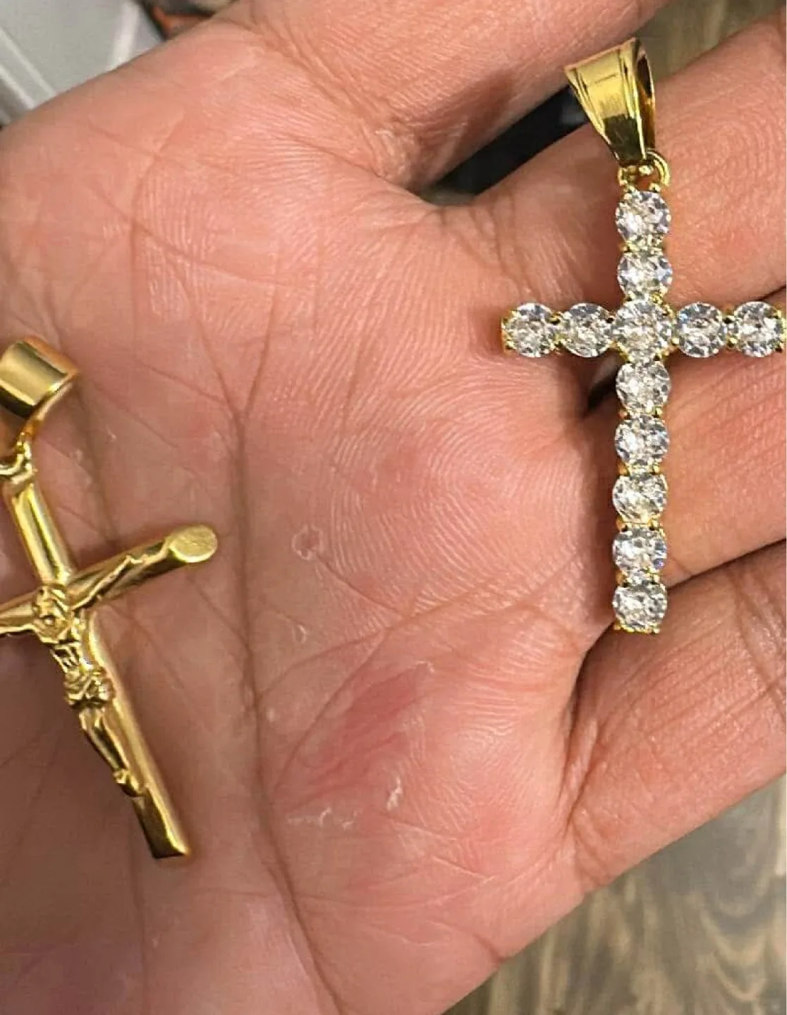 Coated in Pure 18 K Gold 5 MM Cuban link chain Cross pendant image indicator(2)