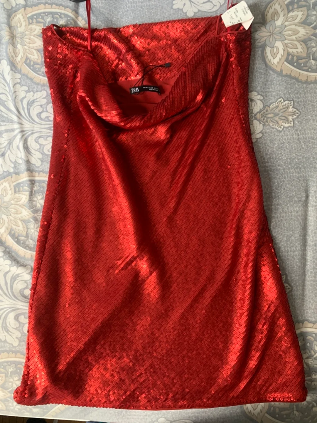 Zara Red Sequin Mini Dress - Size XS thumbnail