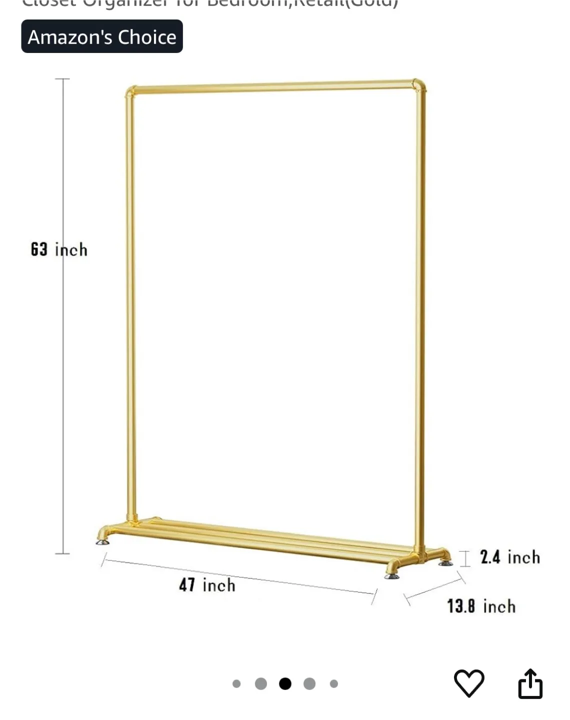 Gold Closet Organizer for Bedroom, Retail thumbnail