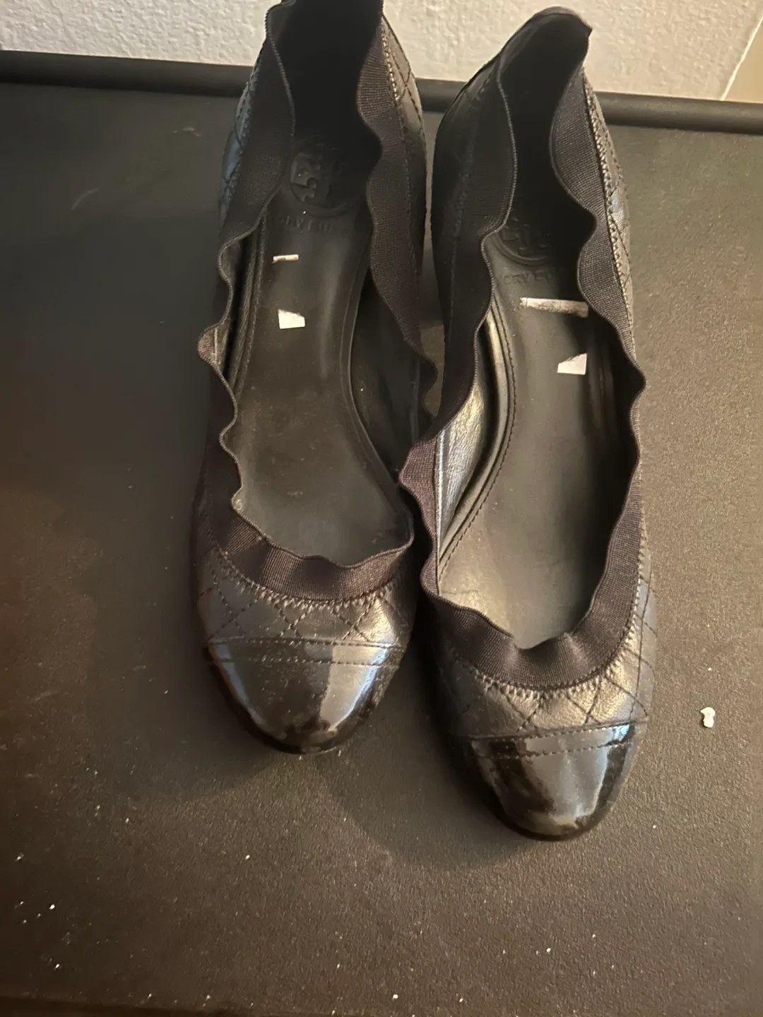 Tory Burch Black Leather Heels - Size 8M thumbnail