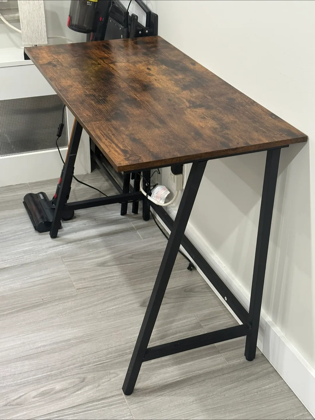 Rustic Brown & Black Metal Frame Desk thumbnail