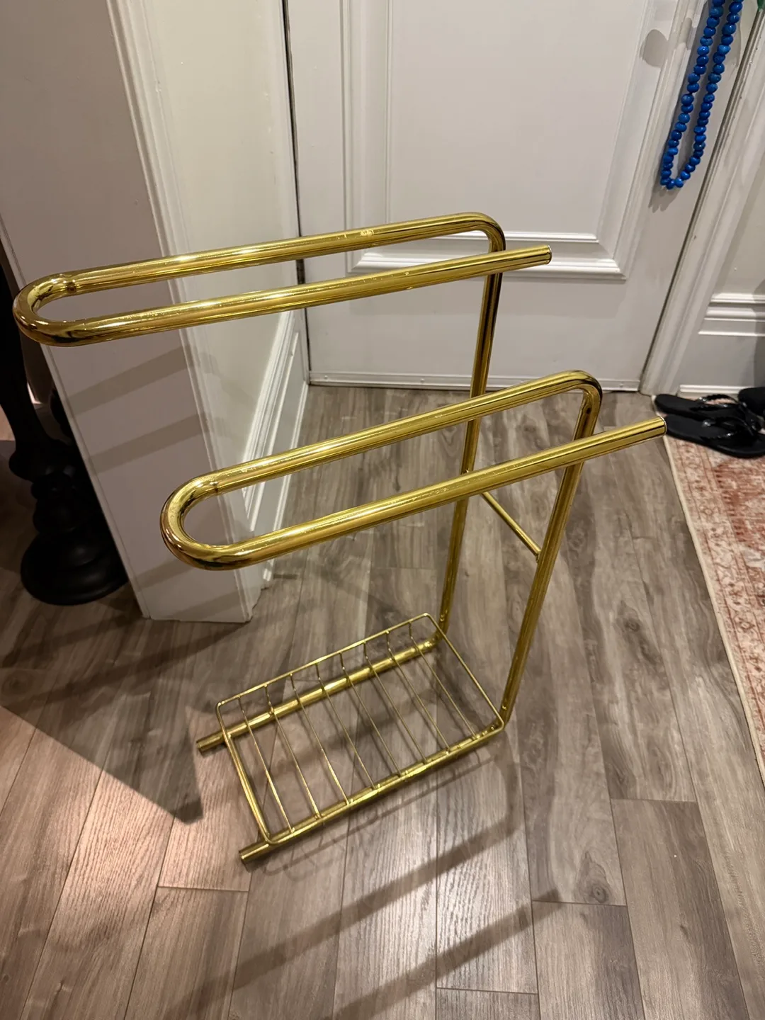 Gold Tone Towel Rack/throw blanket rack thumbnail