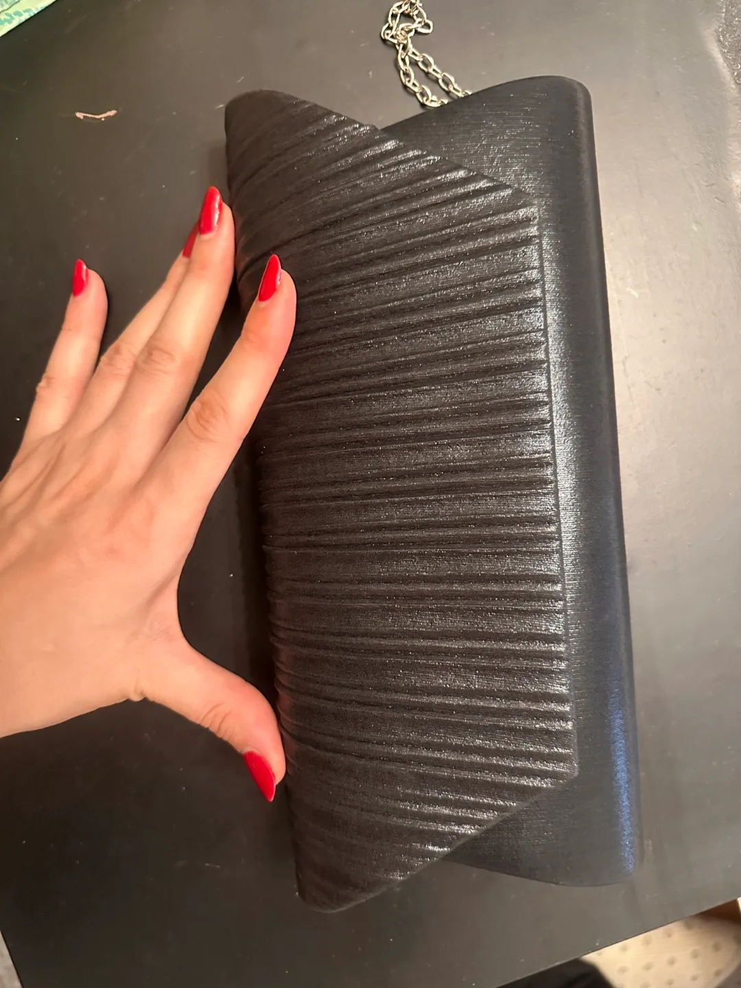 Black Clutch with Silver Chain image indicator(3)