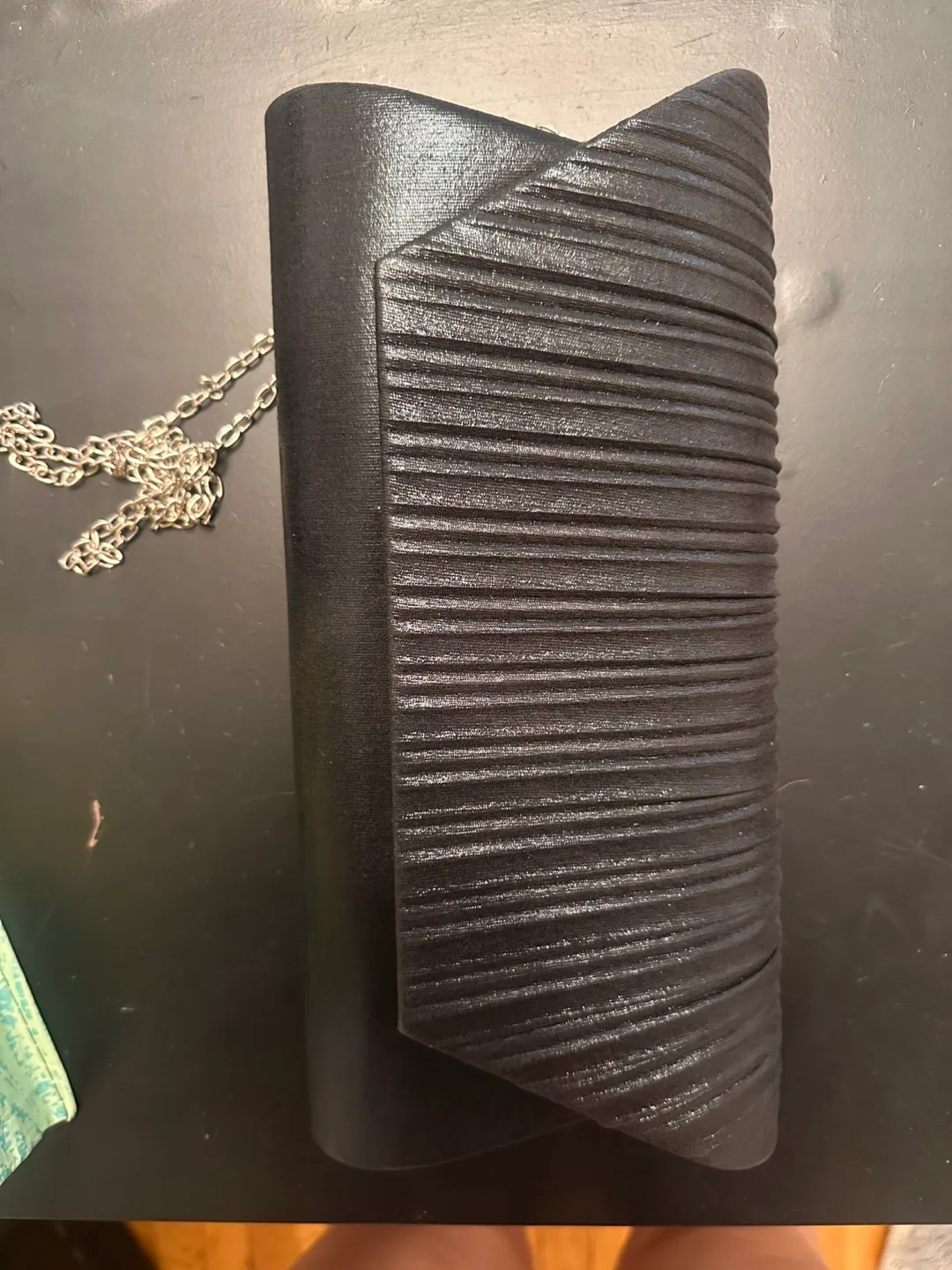 Black Clutch with Silver Chain thumbnail