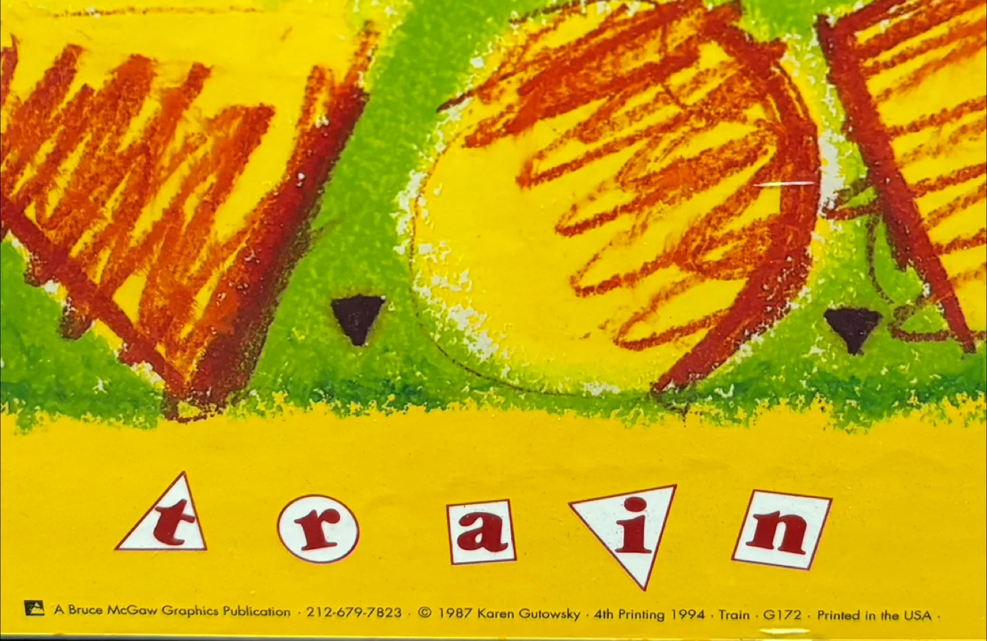 2 Vintage Karen Gutowsky Train & Sailboat Children’s Prints 1994 image indicator(4)