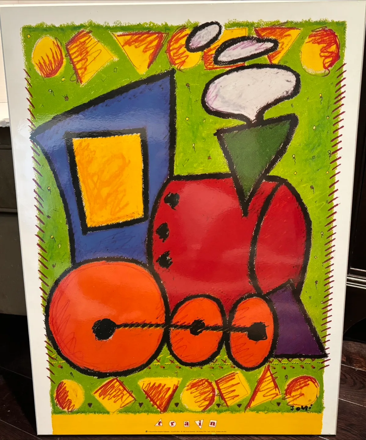 2 Vintage Karen Gutowsky Train & Sailboat Children’s Prints 1994 image indicator(3)