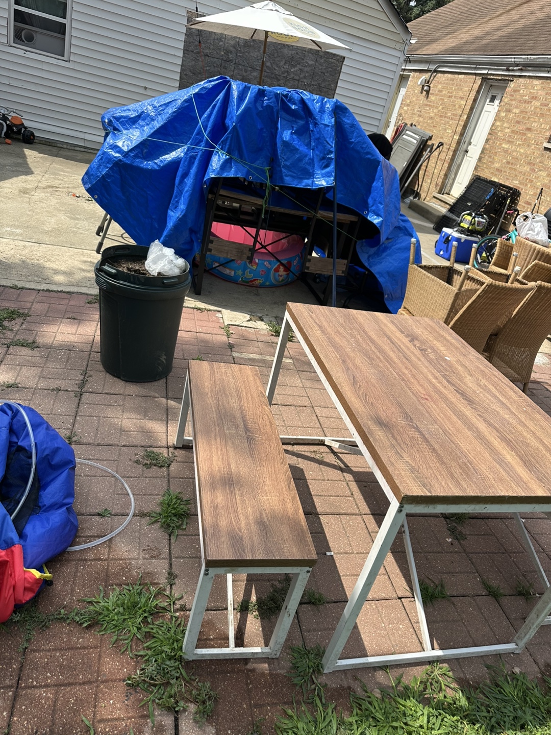Wood Table and Bench Set - photo 3