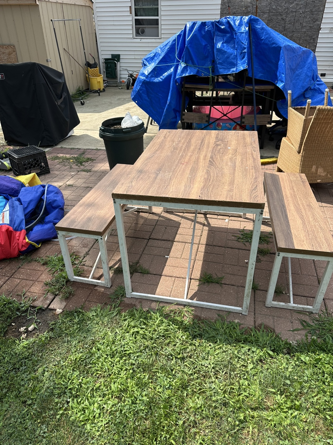 Wood Table and Bench Set