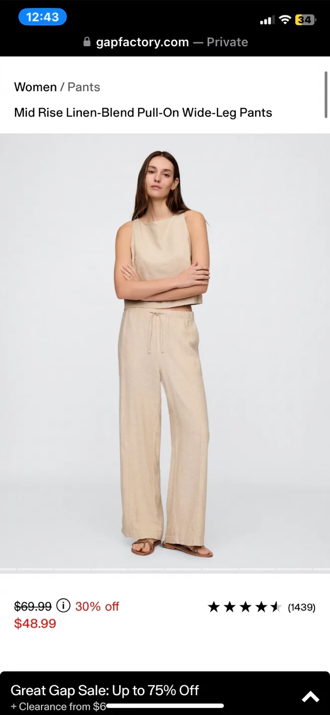 GAP Linen Blend Wide Leg Pants - Size M image indicator(6)