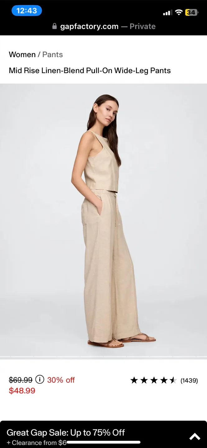 GAP Linen Blend Wide Leg Pants - Size M image indicator(7)