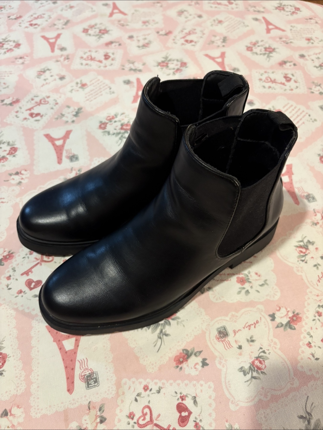 Black Cowhide Ankle Boots - US Size 8