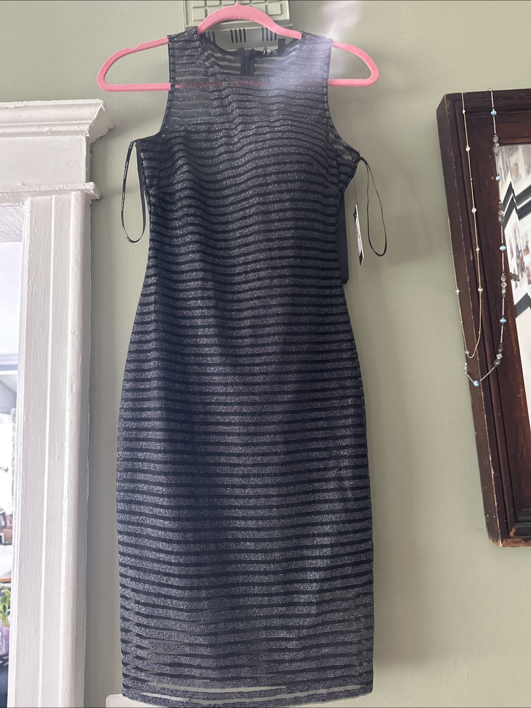 Guess Black/Silver Striped Dress - Size 2