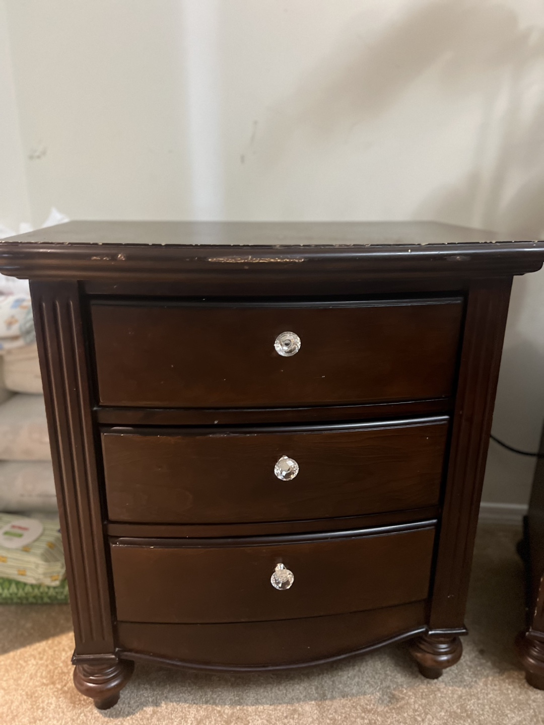 Two Brown Wooden 3-Drawer Nightstands - photo 3