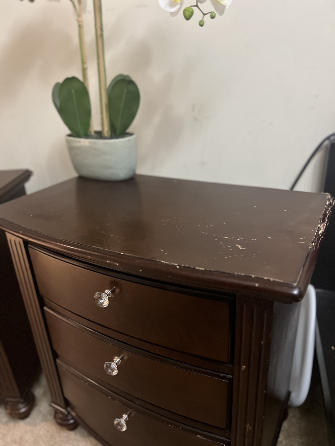 Two Brown Wooden 3-Drawer Nightstands - photo 5