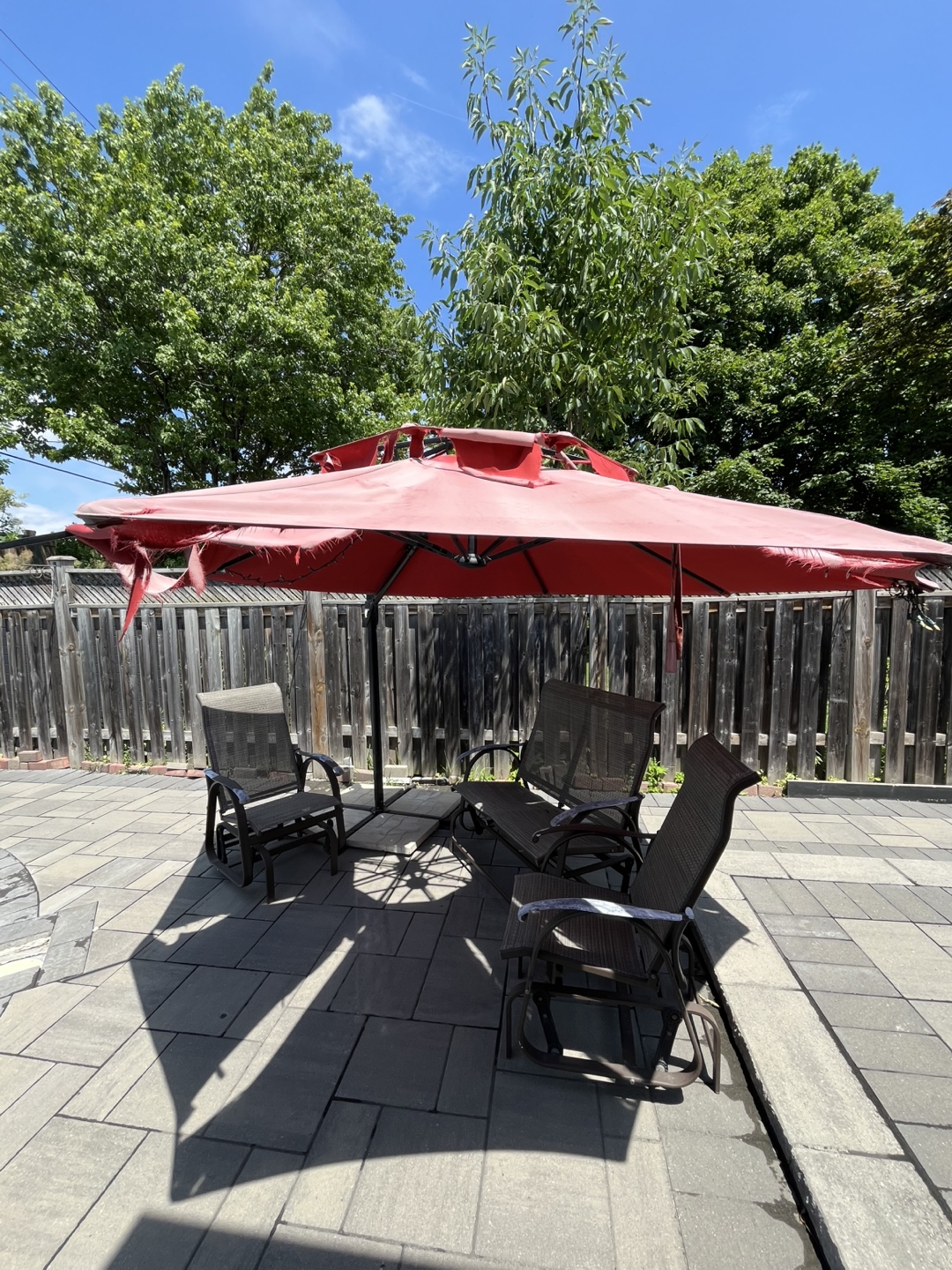 Patio Set with Glider Chairs and Umbrella - photo 3