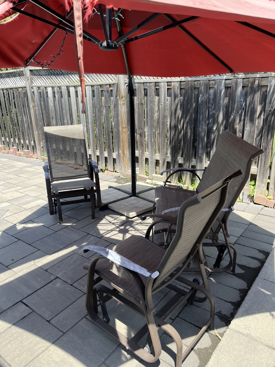 Patio Set with Glider Chairs and Umbrella - photo 4