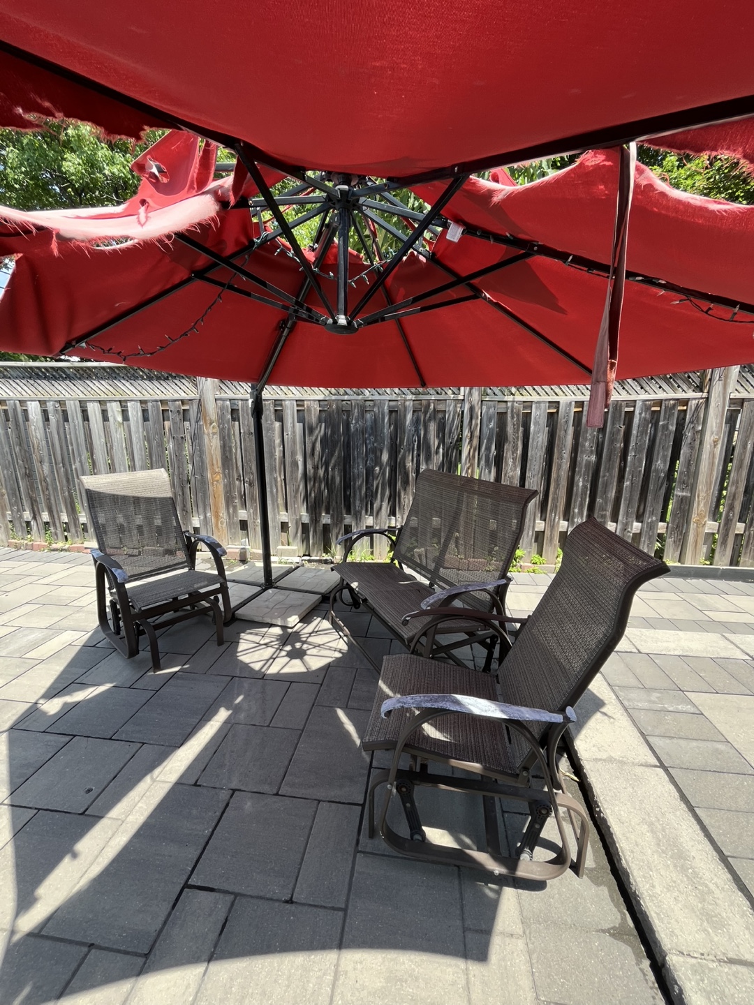 Patio Set with Glider Chairs and Umbrella - photo 2