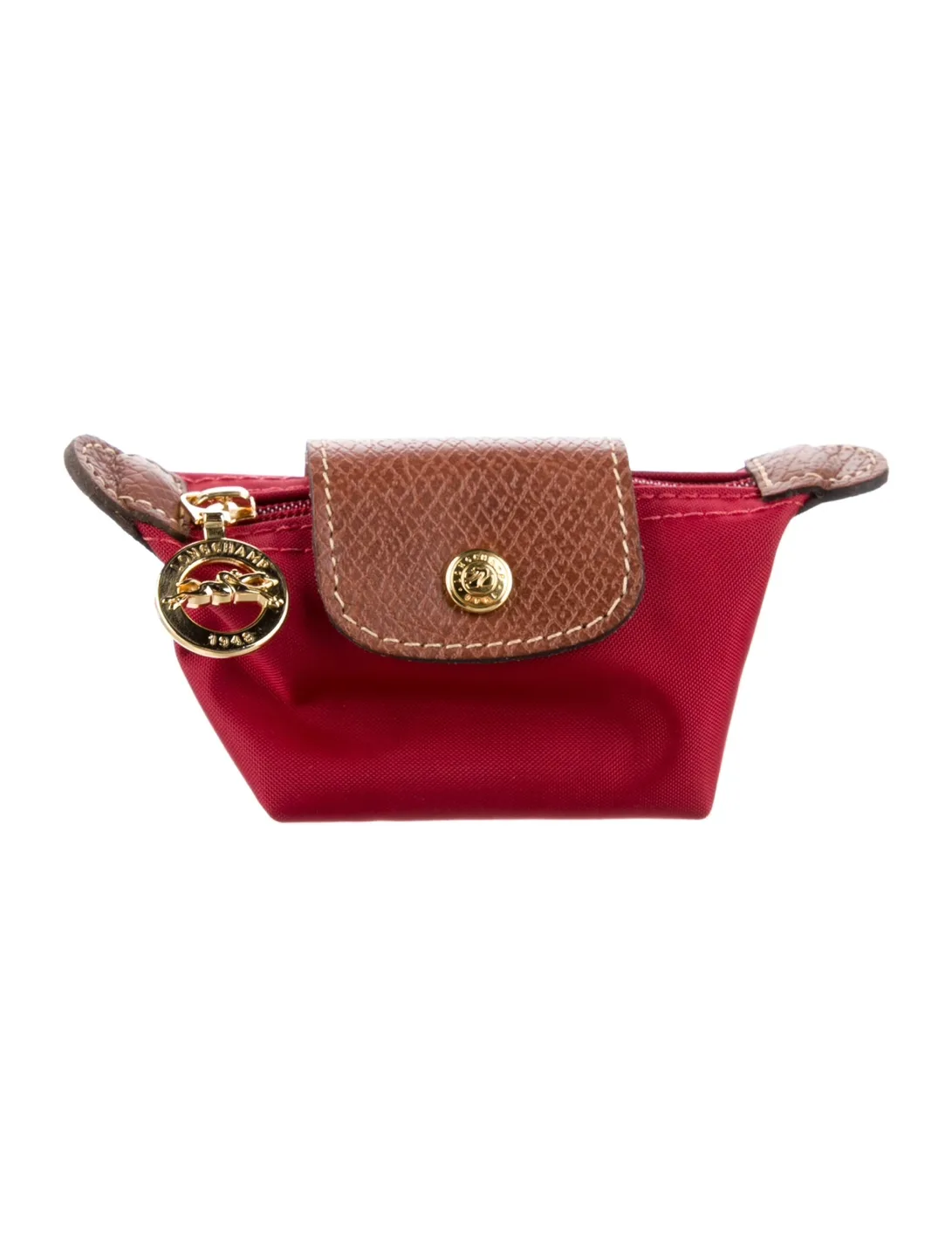 Longchamp Red Coin Purse with Strap thumbnail