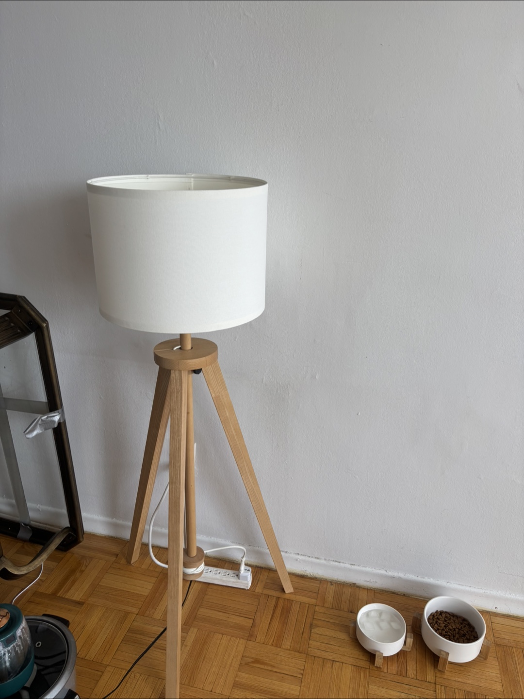 Tripod Floor Lamp - Wood & White