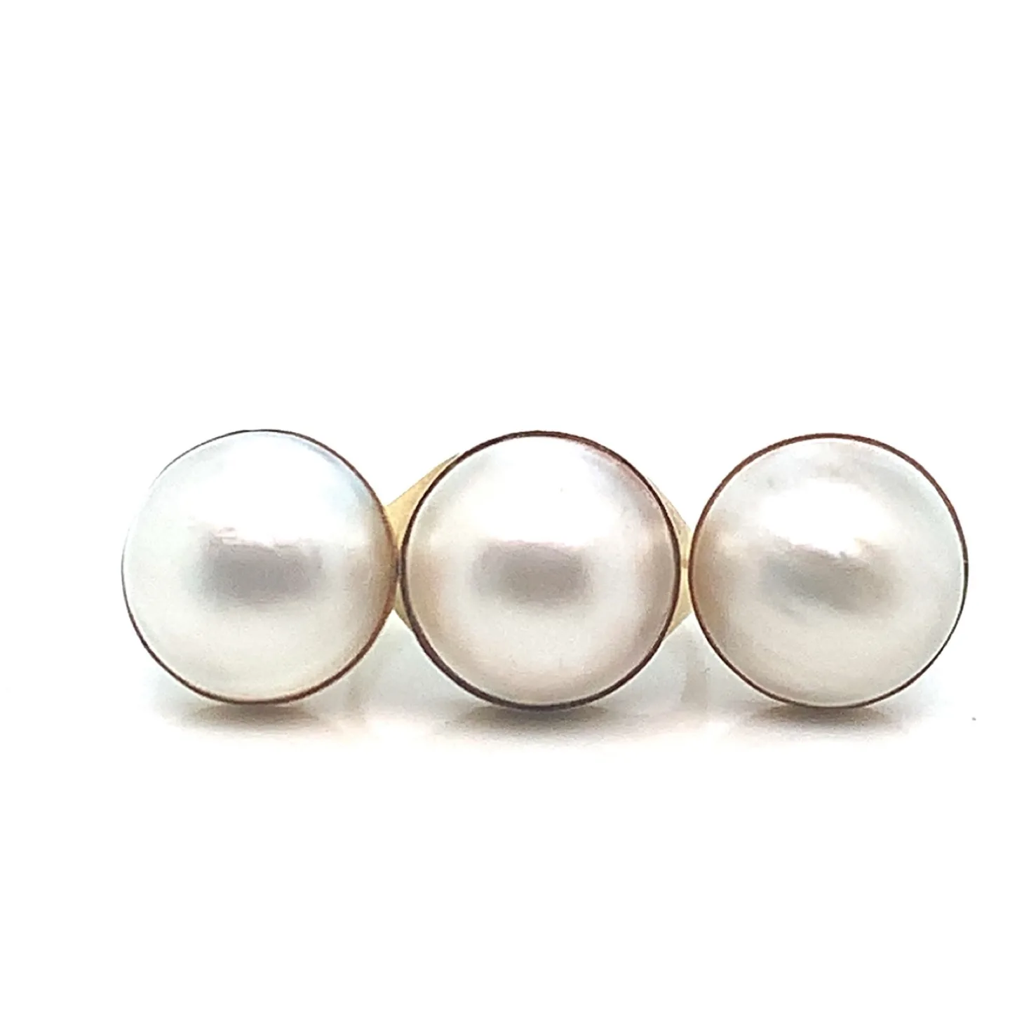 18KT Yellow Gold Pearl Ring and Earrings SET thumbnail