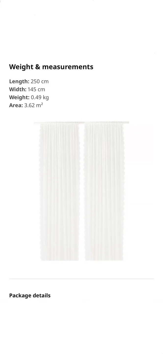 IKEA LILLYANA Sheer/Lace Curtains - White image indicator(4)