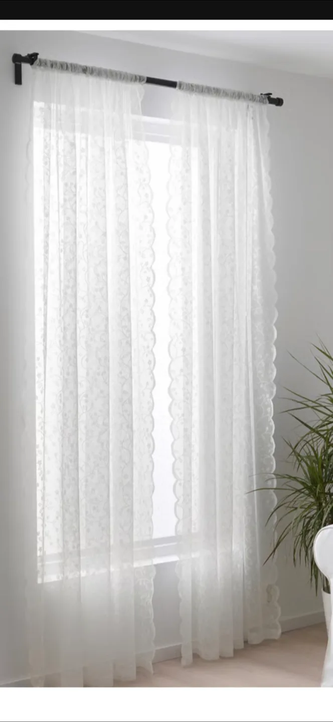 IKEA LILLYANA Sheer/Lace Curtains - White image indicator(2)