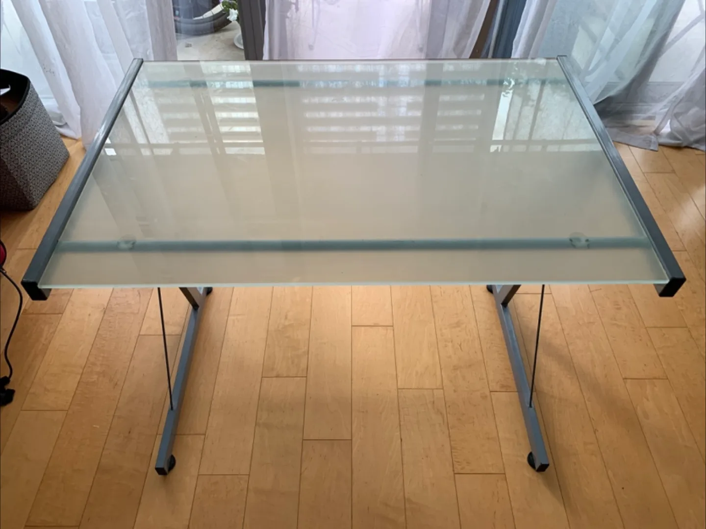 MOVING OUT !!! Glass Desk with Metal Frame thumbnail