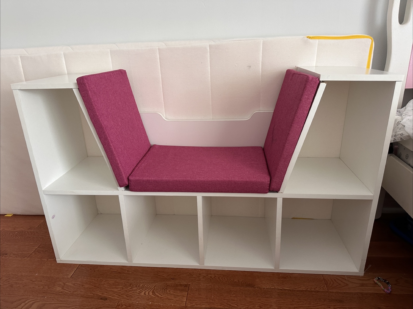 White Shelf with Magenta Cushions