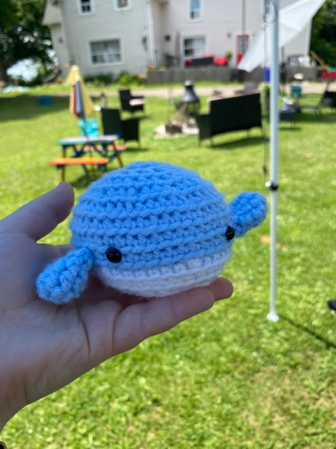 Handmade Crocheted Blue Whale Plushie thumbnail