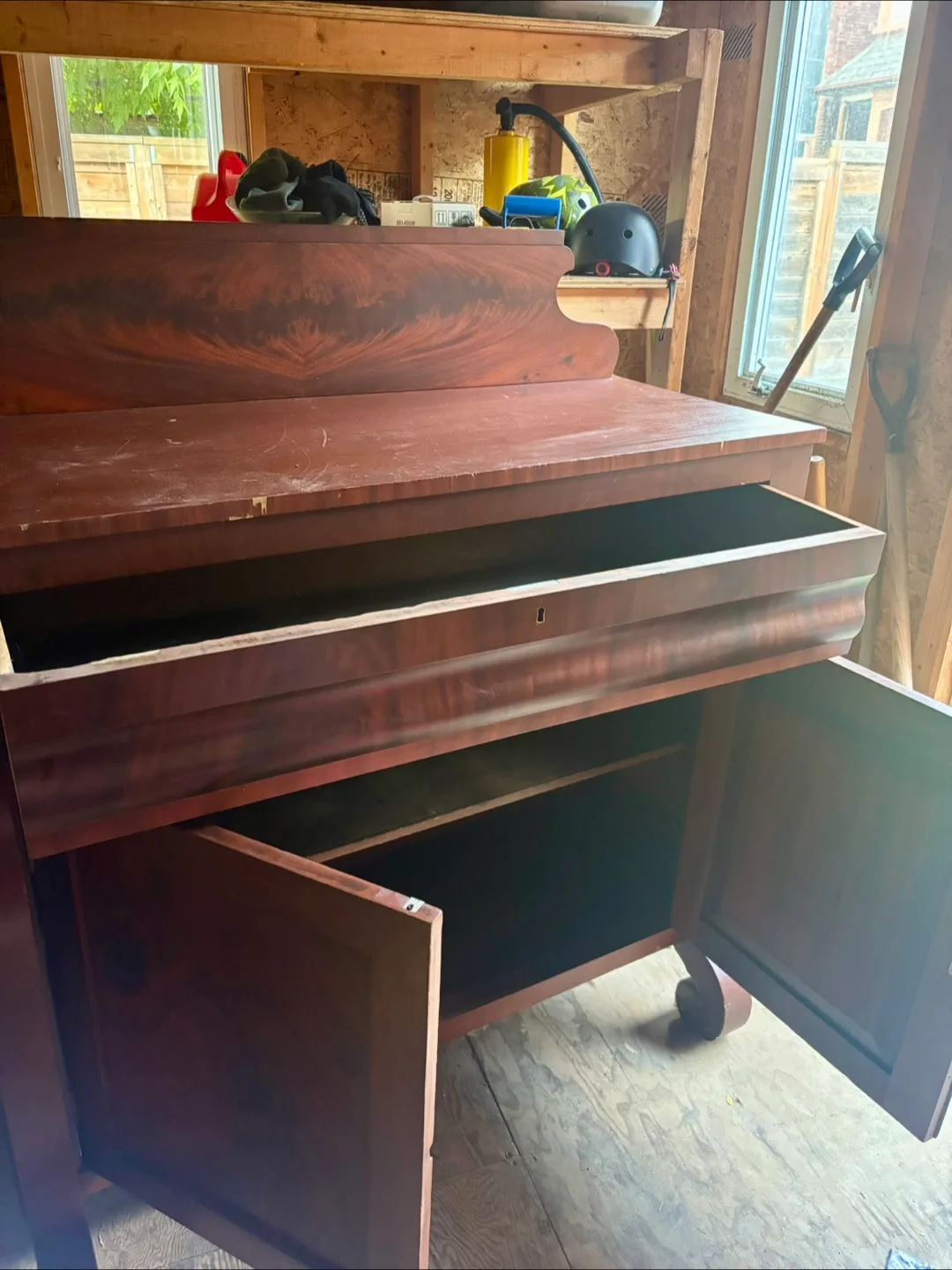 FREE Antique Wood Buffet Cabinet Cradenza Sideboard image indicator(3)