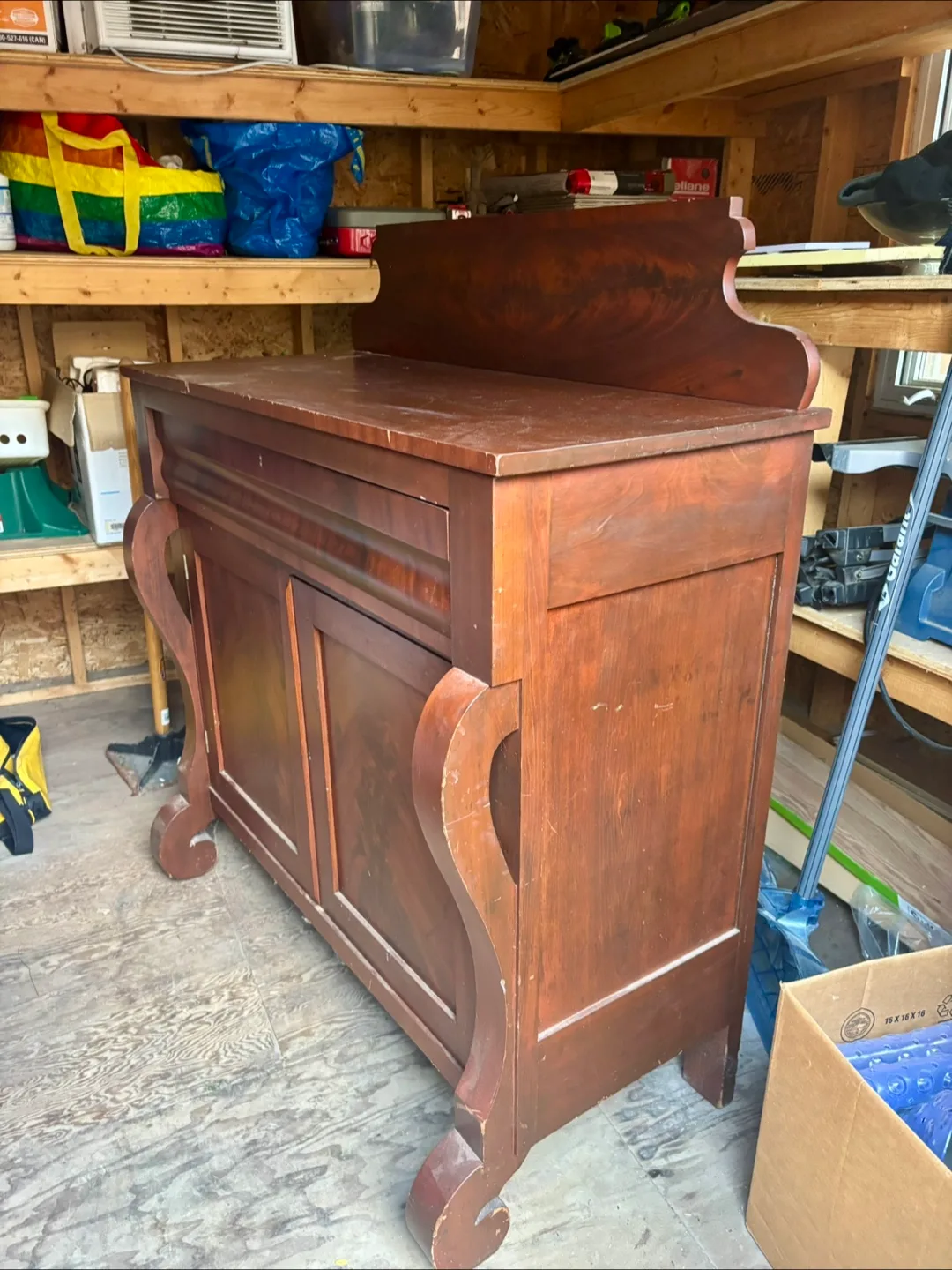 FREE Antique Wood Buffet Cabinet Cradenza Sideboard image indicator(2)