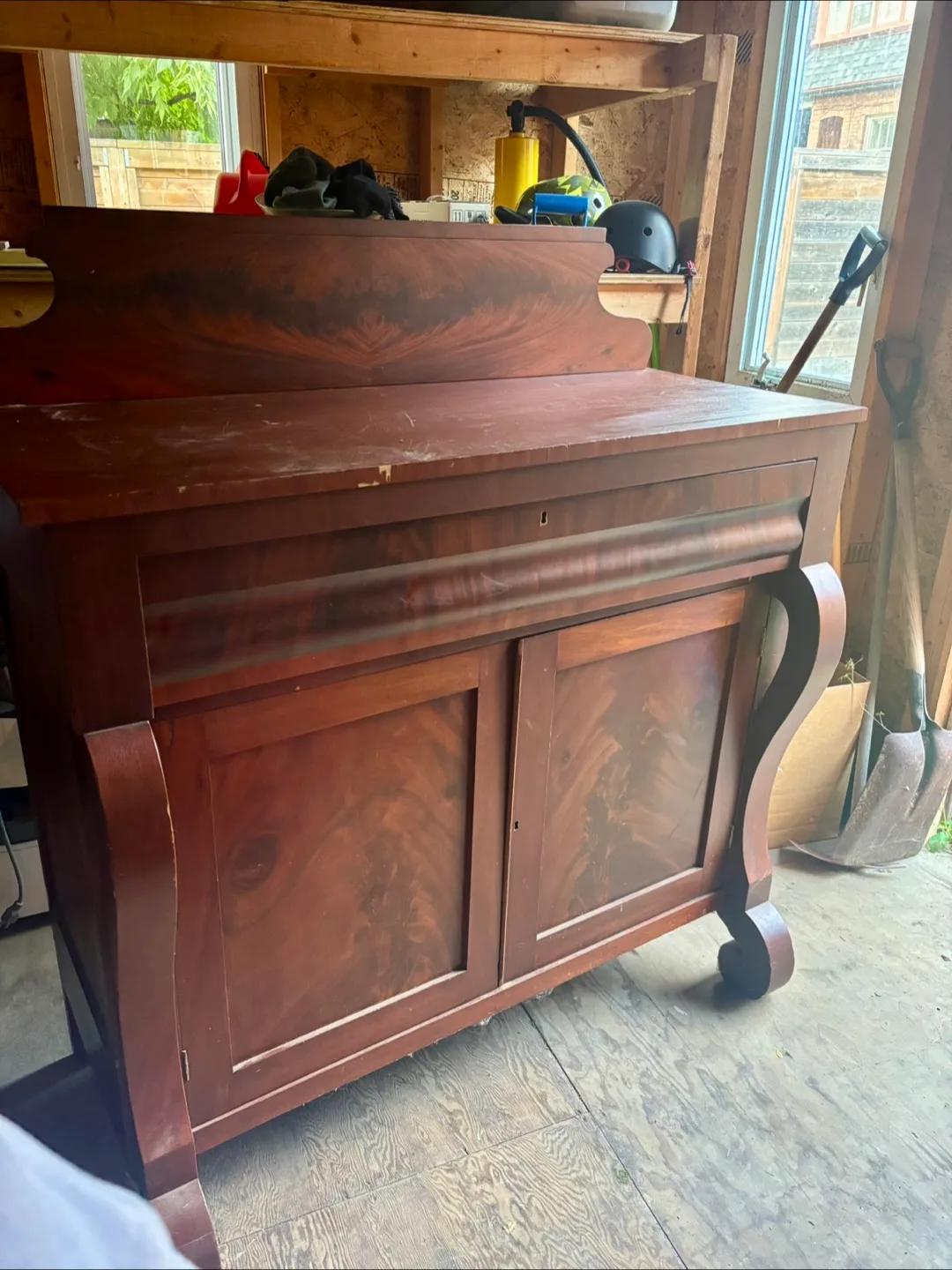Antique Wood Buffet Cabinet thumbnail