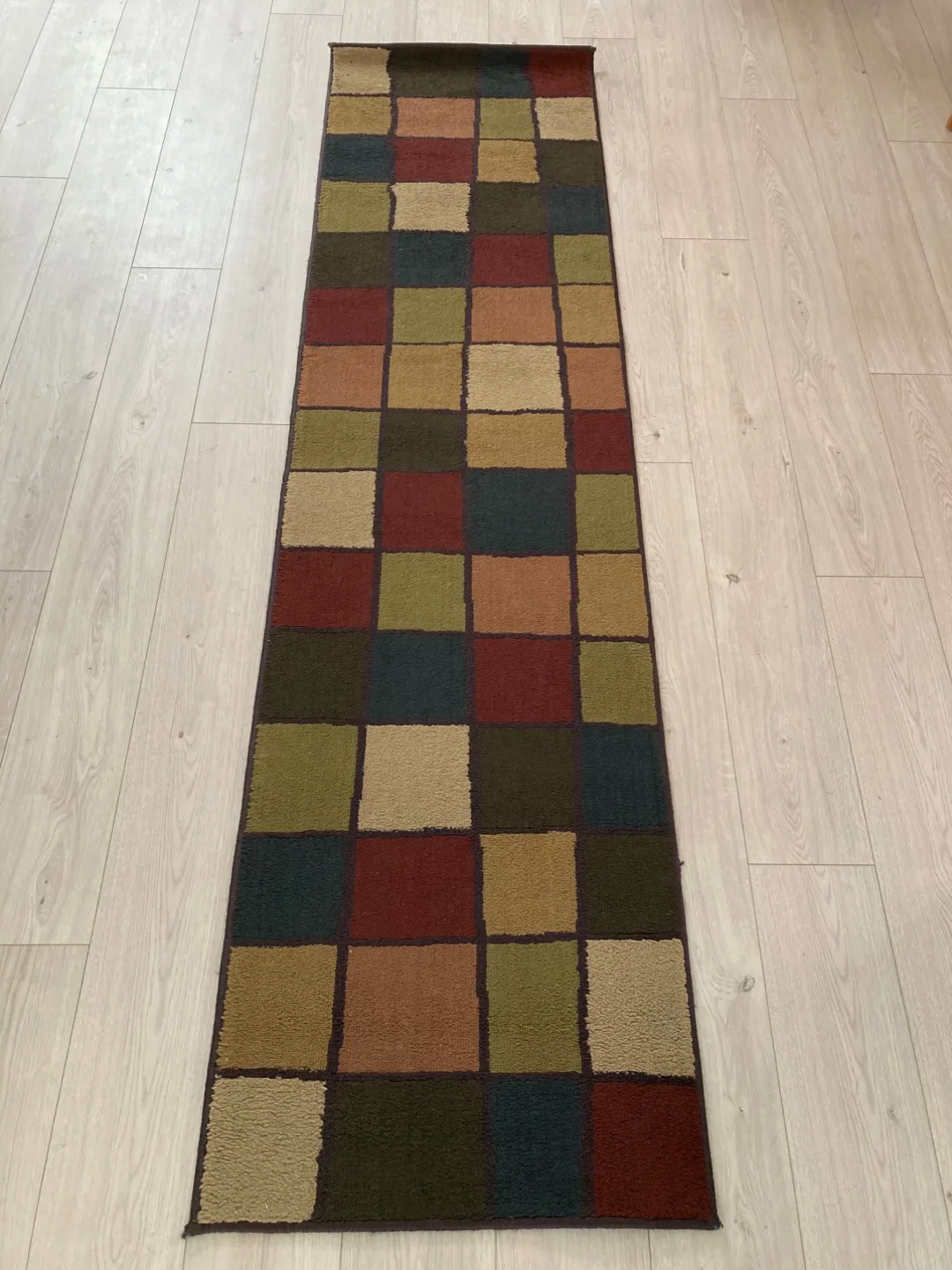 Colorful Multi-coloured Checkered Runner Rug thumbnail
