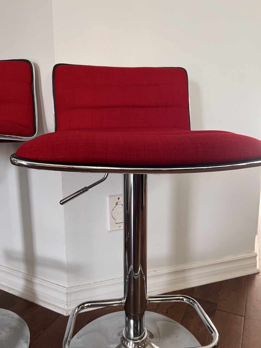 Red Adjustable Height Bar Stools - Set of 2 - photo 2