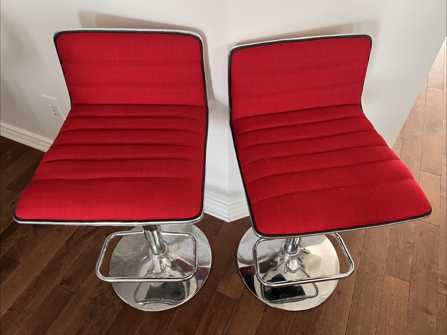 Red Adjustable Height Bar Stools - Set of 2