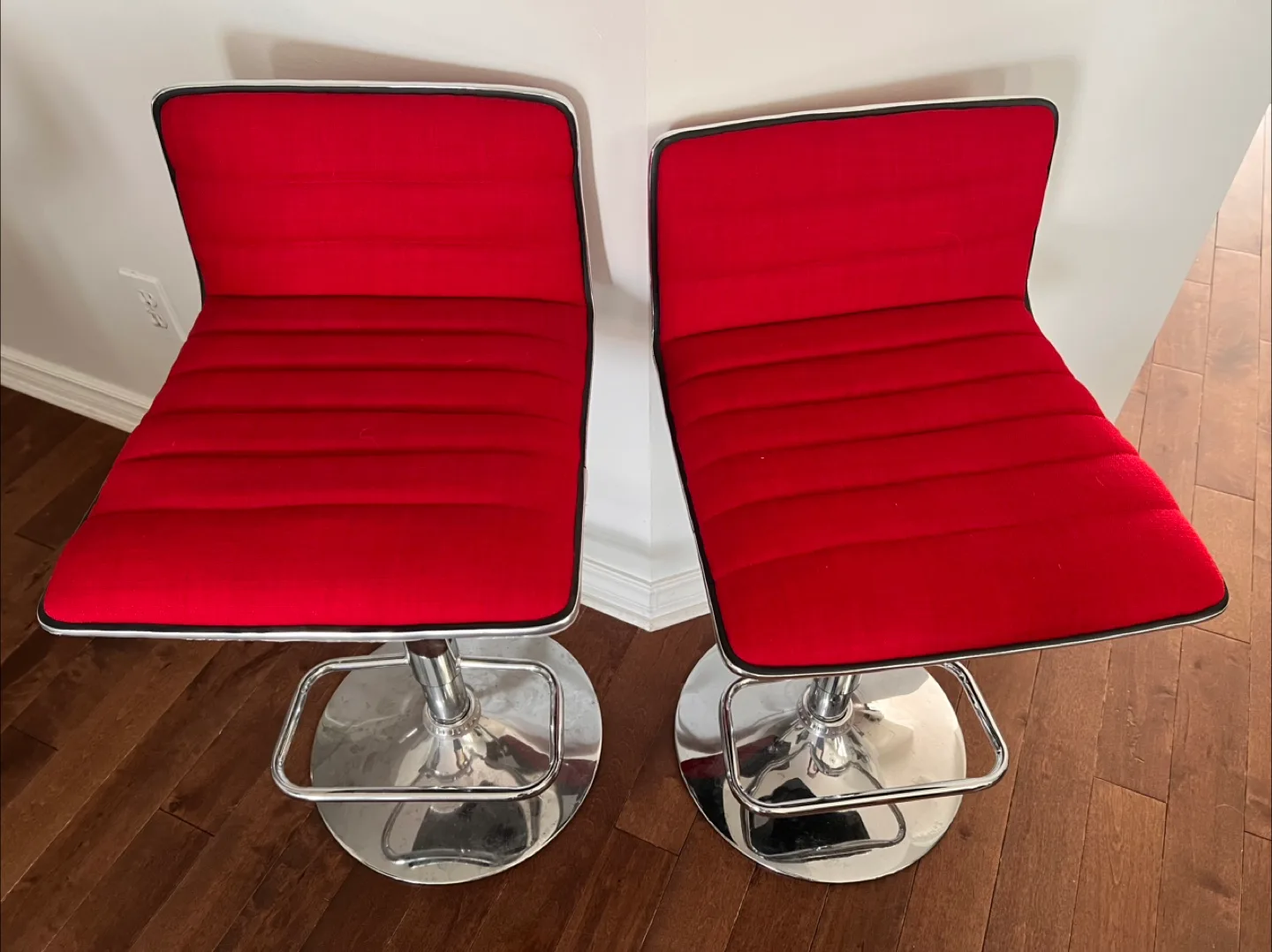 Red Adjustable Height Bar Stools - Set of 2