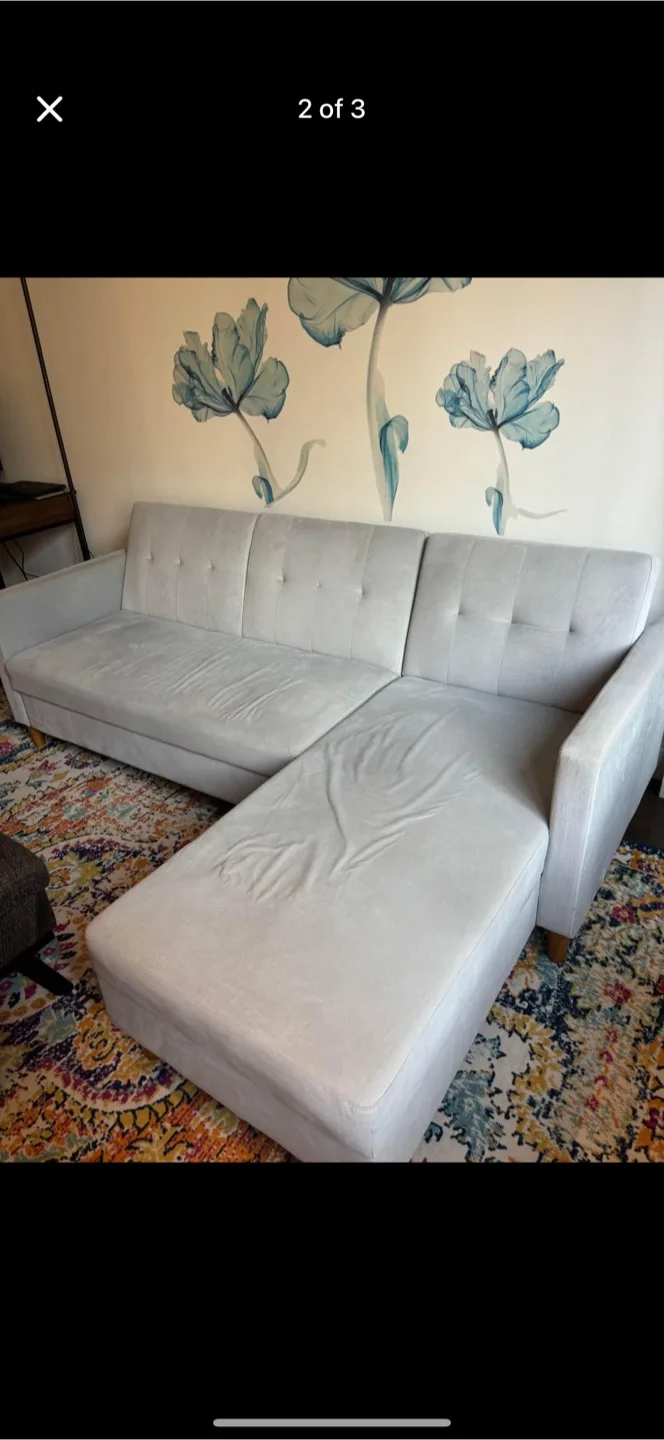 Light Gray Sectional Sofa / Futon thumbnail