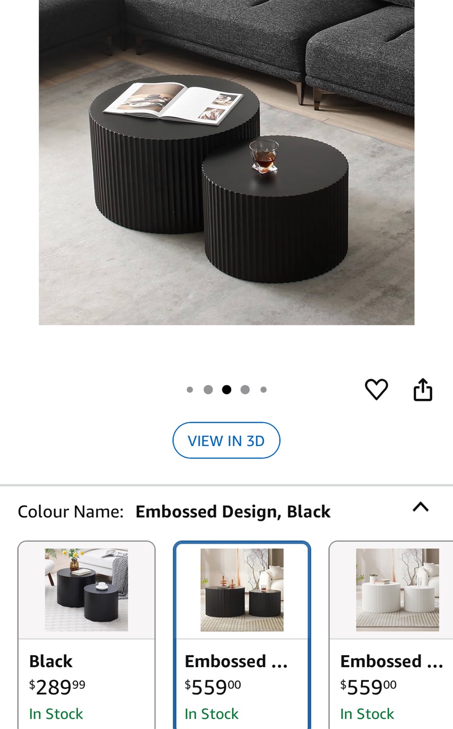 Round Coffee Table - Black - photo 2
