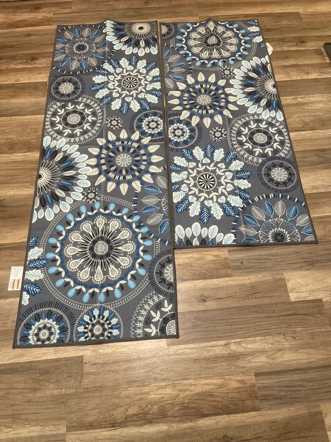 Gray & Blue Floral Patterned Rugs thumbnail