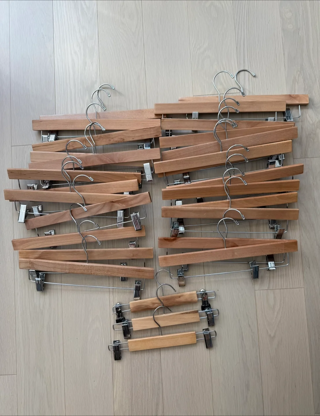28 Premium Wooden Pants/Skirt Hangers with Clips thumbnail