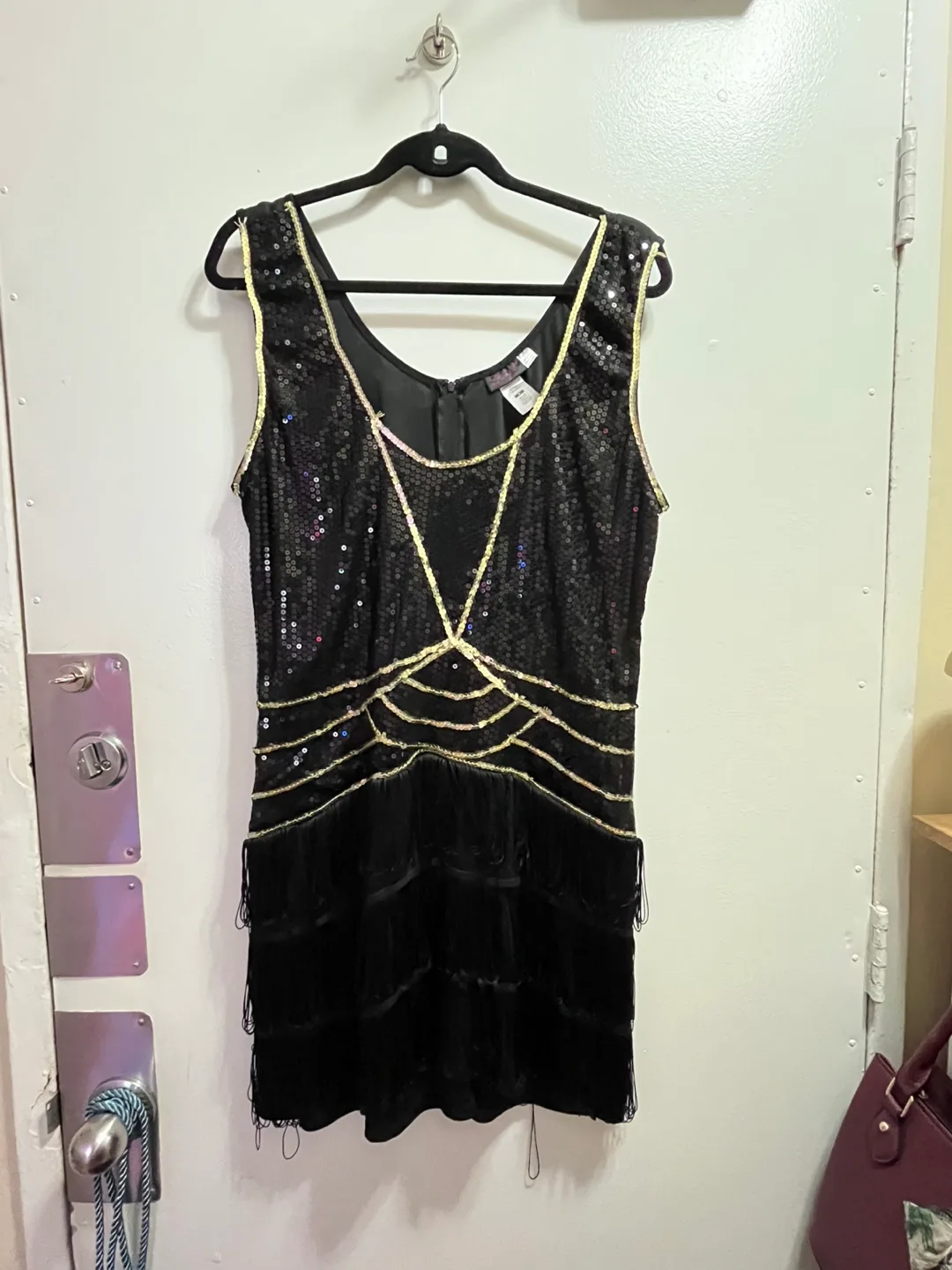 Black Sequin Fringe Flapper Dress - XL/XXL thumbnail