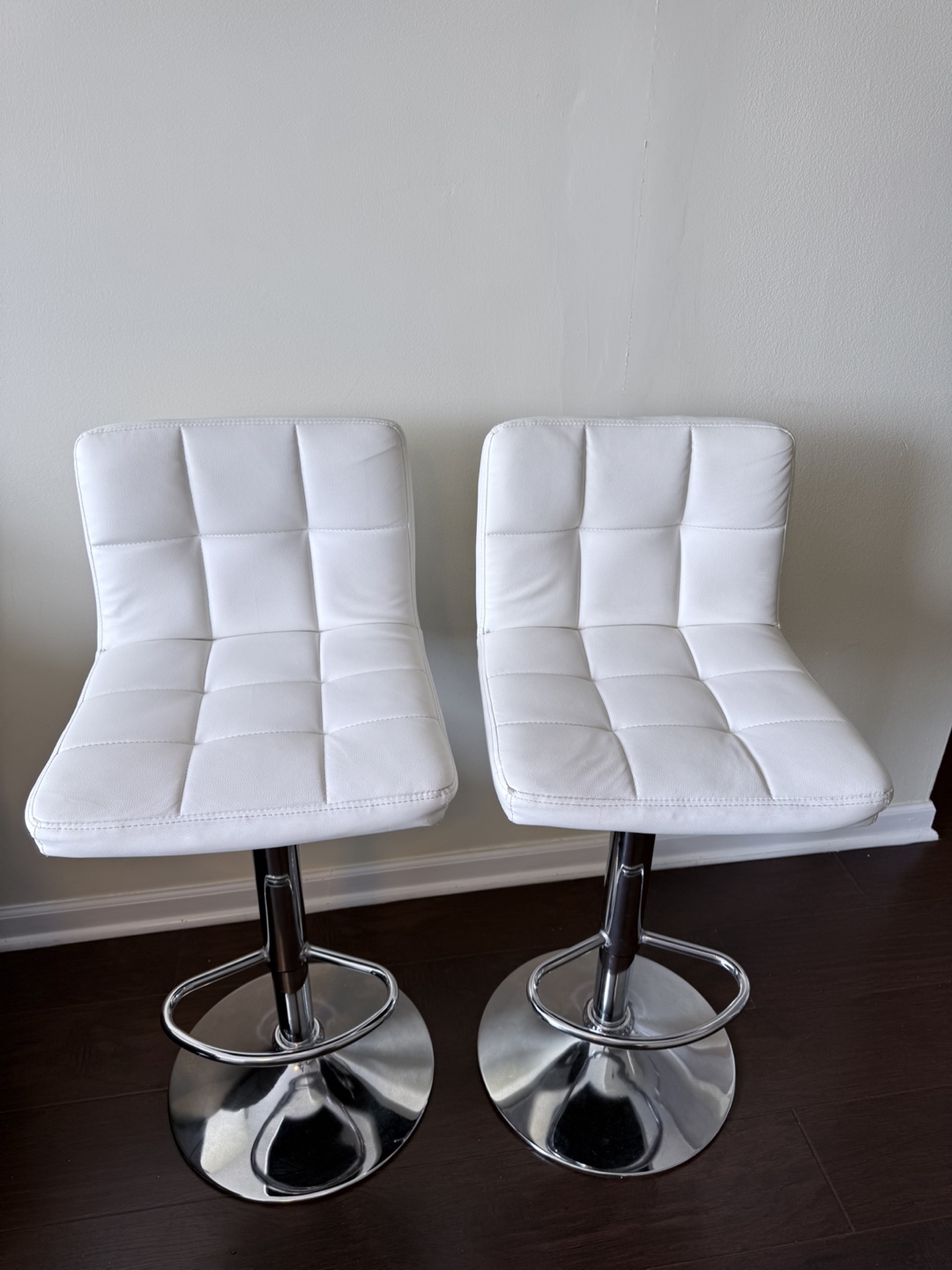 White Adjustable Height Bar Stools