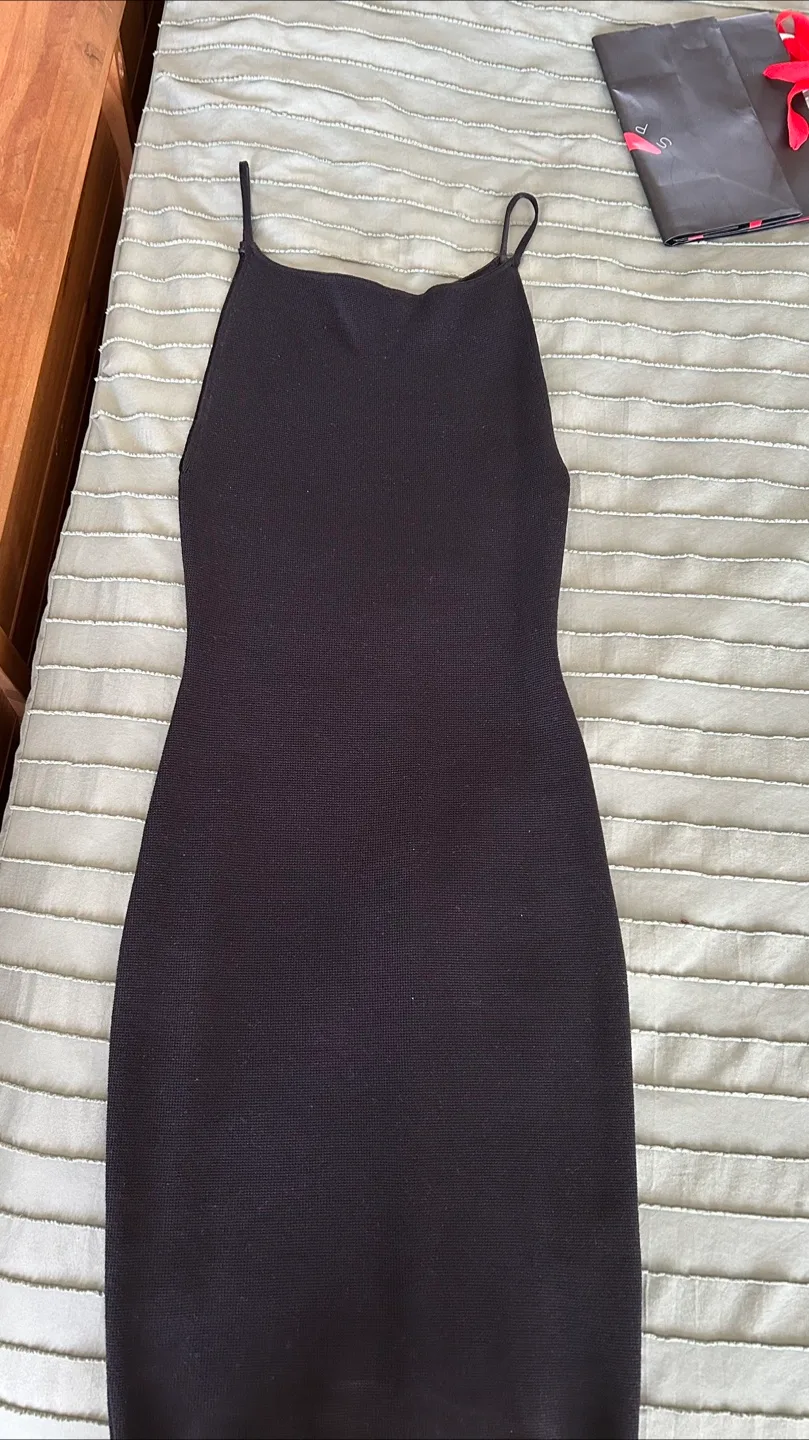 Zara Black Knit Mini Dress - Size XS thumbnail