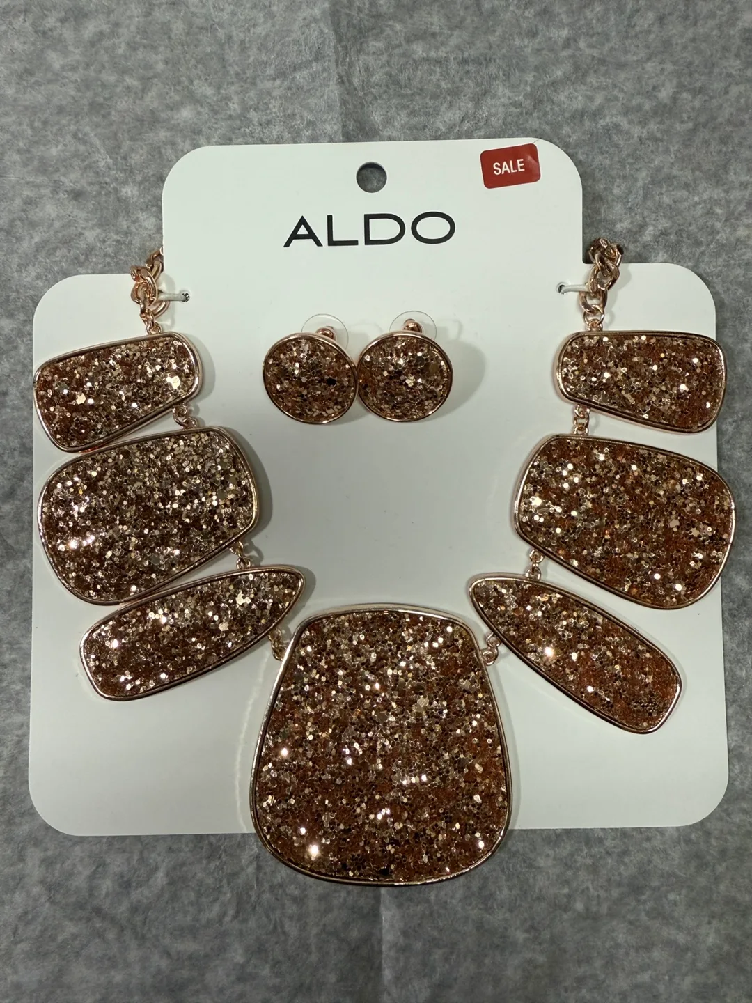 Aldo Necklace & Earring Set - Rose Gold Glitter thumbnail